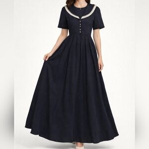 J.B.S. Limited~VTG 80s Women Nautical Dress~Navy~NWT~Sailor Collar~Lolita~10